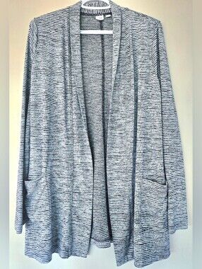GAP Open-Front Striped Cardigan in Faded Blue and White. Summer. Size XS